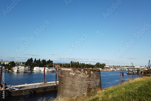 Industrial area along the Columbia River. Hayden Island, Portland, OR