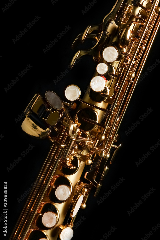 Obraz premium soprano saxophone on black background