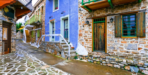 Fototapeta Naklejka Na Ścianę i Meble -  Typical streets of old traditional villages of Greece - Alonissos island, Chora village. Sporades