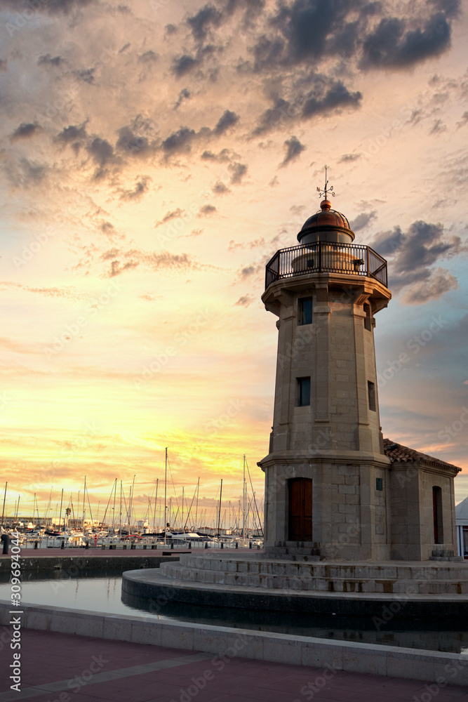 Old lighthouse of the Grao de Castellón, Spain.