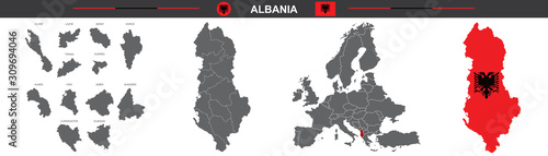 vector map of Albania on white background