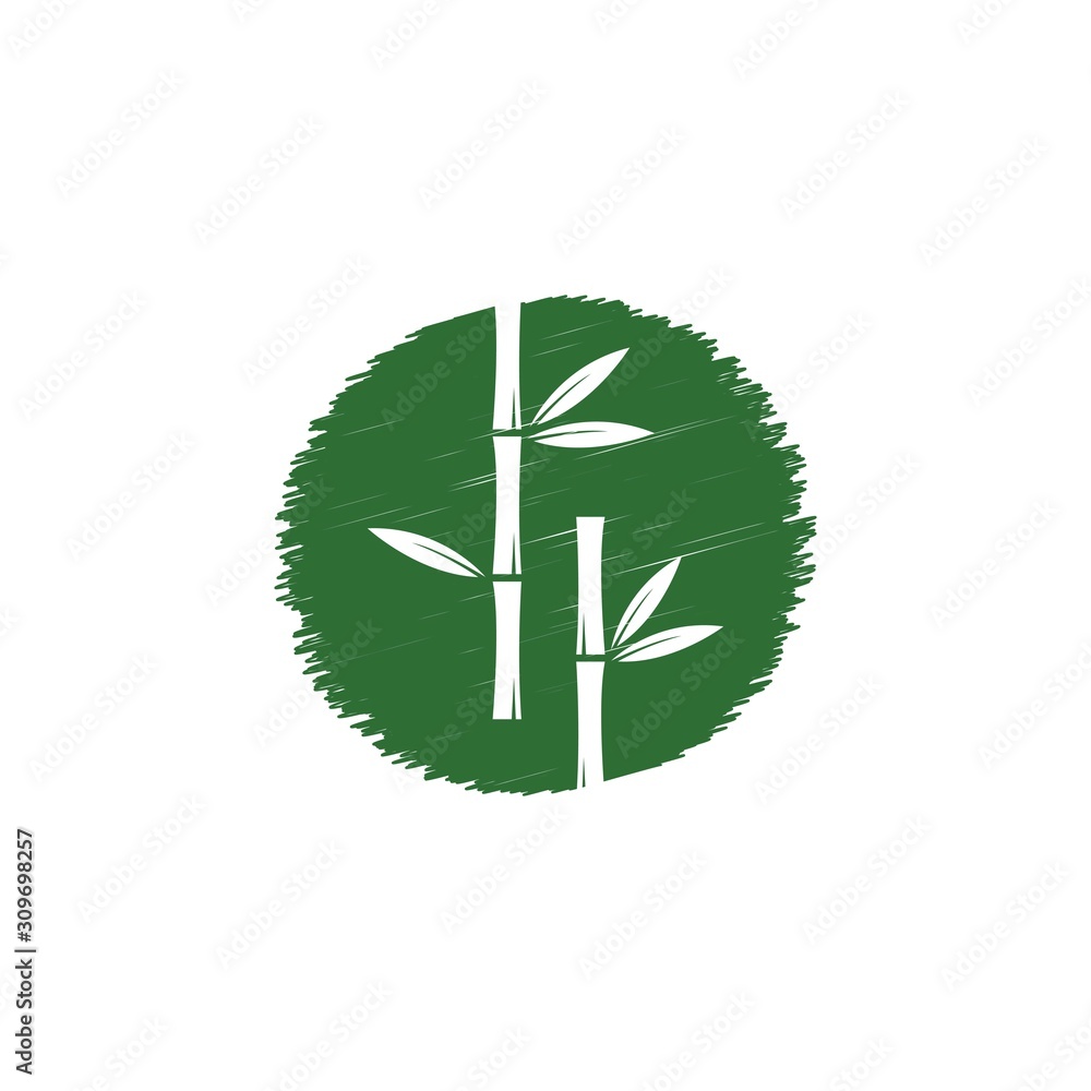 Naklejka premium Bamboo with green leaf for your logo icon vector template