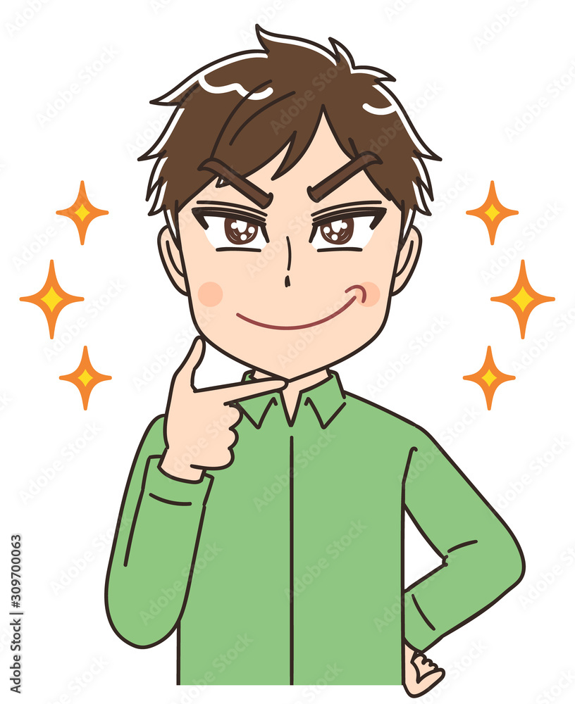 若い男性 マンガ コミカル イラスト