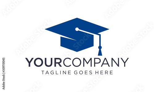 Creative graduation cap logo design concept on white background