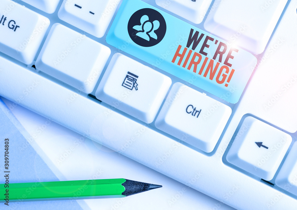 Handwriting text We Re Hiring. Conceptual photo recently employ someone or pay someone to do particular job Handwriting text We Re Hiring. Conceptual photo recently employ someone or pay someone to do particular job