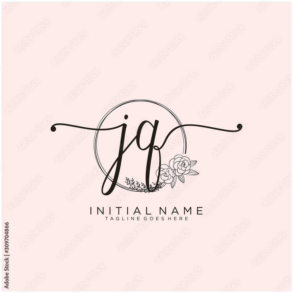 JQ Letter Initial beauty monogram and elegant logo design, handwriting logo of initial signature, wedding, fashion, floral and botanical with creative template design. JQ Letter Initial beauty monogram and elegant logo design, handwriting logo of initial signature, wedding, fashion, floral and botanical with creative template design.
