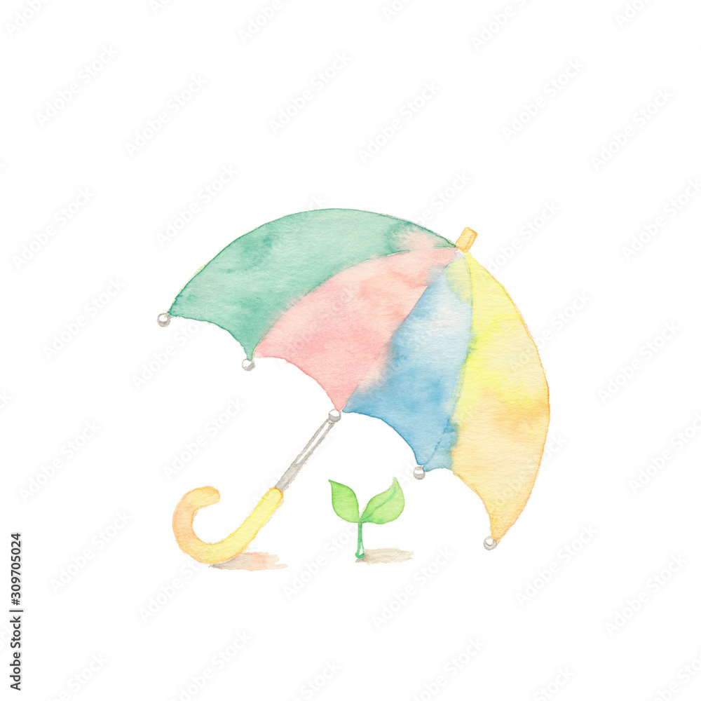 可愛い傘と小さな芽 Stock イラスト Adobe Stock