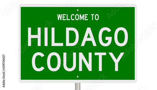 Rendering of a green 3d highway sign for Hildago County photo