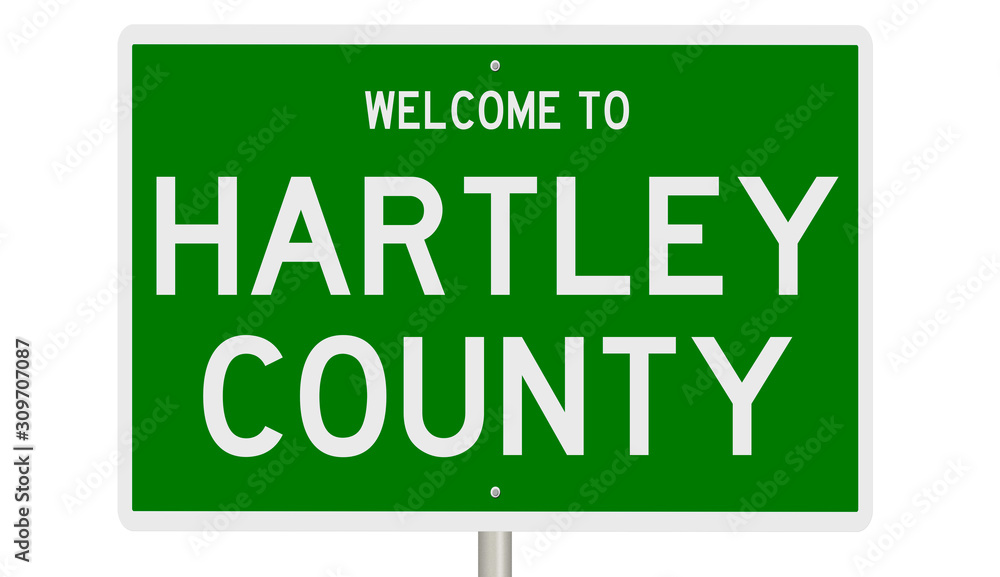 Rendering of a green 3d highway sign for Hartley County Rendering of a green 3d highway sign for Hartley County