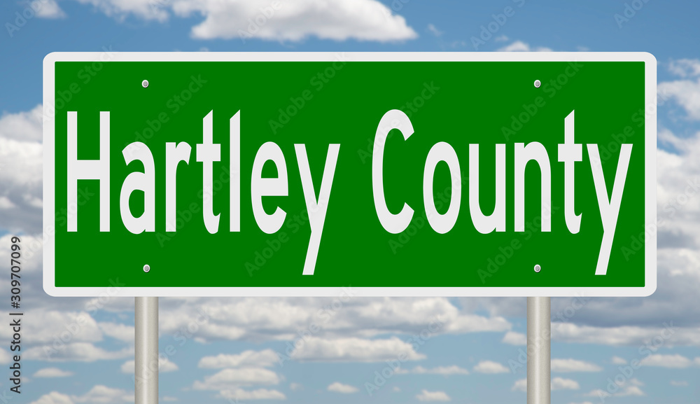 Rendering of a green 3d highway sign for Hartley County Rendering of a green 3d highway sign for Hartley County