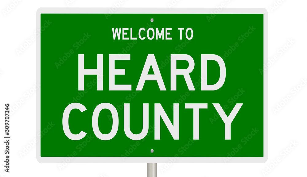 Rendering of a green 3d highway sign for Heard County Rendering of a green 3d highway sign for Heard County