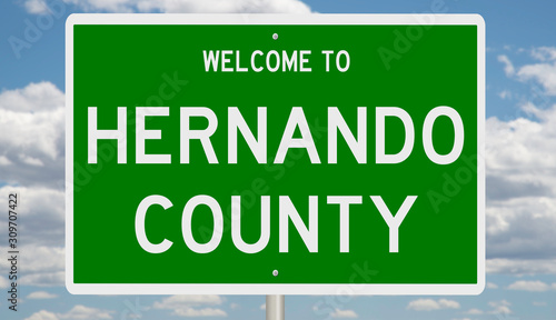 Rendering of a green 3d highway sign for Hernando County photo