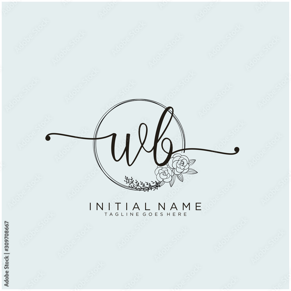 WB Letter Initial beauty monogram and elegant logo design, handwriting logo of initial signature, wedding, fashion, floral and botanical with creative template design. WB Letter Initial beauty monogram and elegant logo design, handwriting logo of initial signature, wedding, fashion, floral and botanical with creative template design.