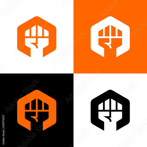Raised fist logo icon design template elements