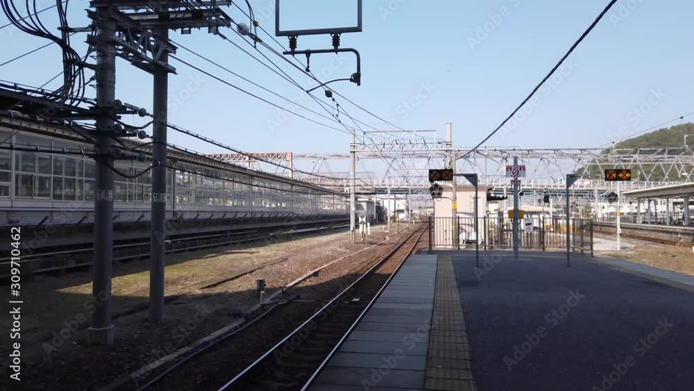 Maibara Train Station in Japan, Pan Left Shot 4k Maibara Train Station in Japan, Pan Left Shot 4k