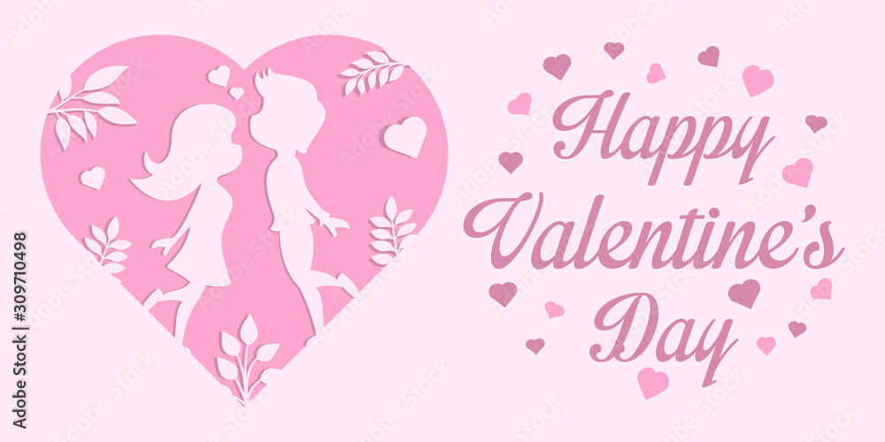 Cute couple in simple flat style, Valentine's day card Cute couple in simple flat style, Valentine's day card