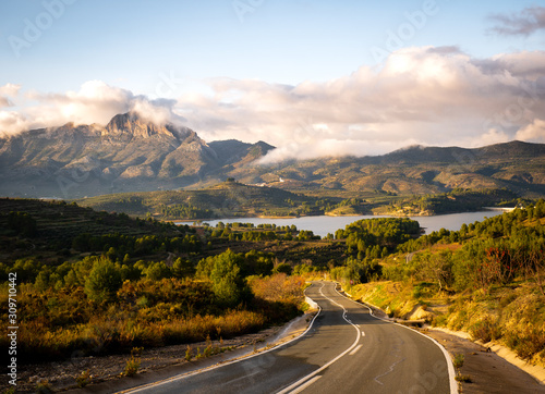 panoramic view of the Benicadell mountain range and the Beniarrés reservoir