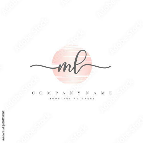 ML Initial Letter handwriting logo hand drawn template vector.