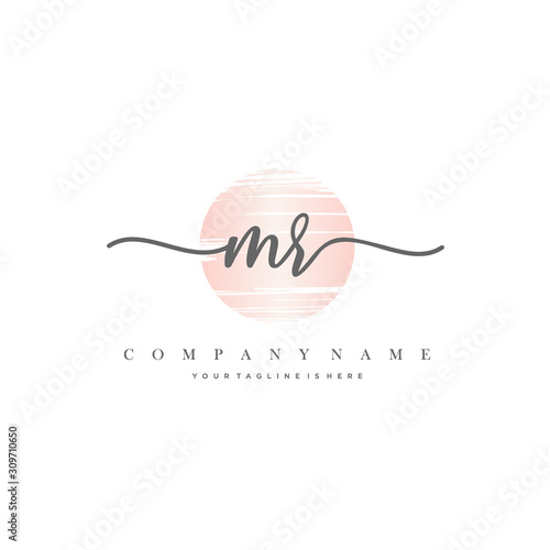 MR Initial Letter handwriting logo hand drawn template vector.