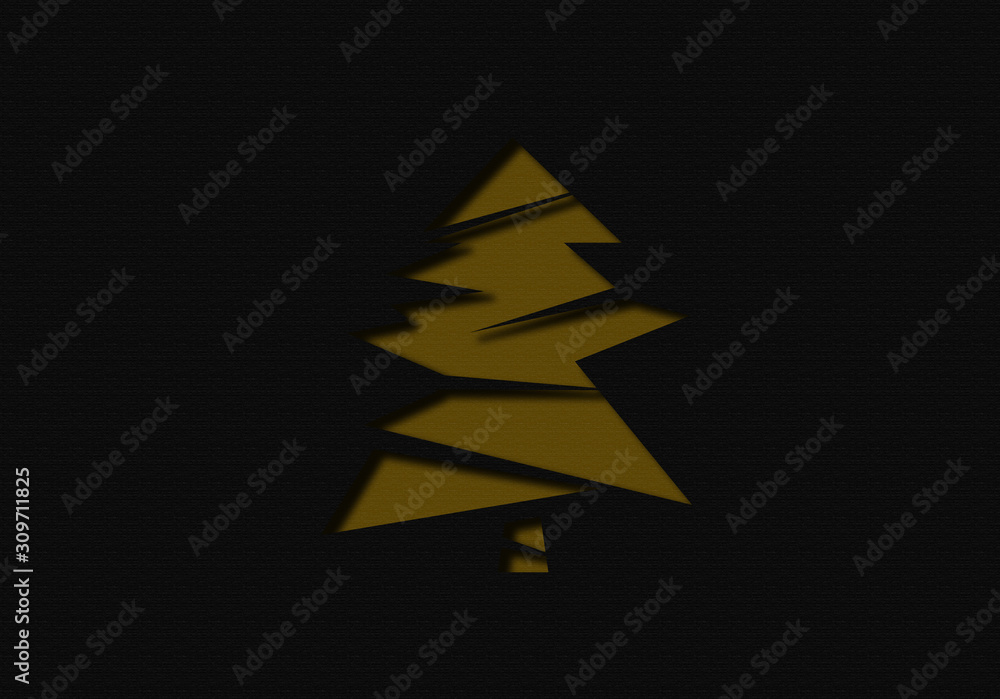 Christmas tree paper craft or Tree cutout. クリスマスツリーのペーパークラフトまたは、木の切り抜き