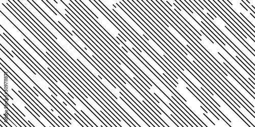 Black oblique vector stripes in random size. Geometric art. Trendy design element for web pages, prints, template, posters and monochrome pattern