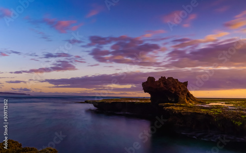 Cliff with shape of Dragon s Head during sunset