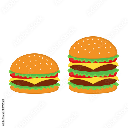 Burger Vector Flat Design Illustration