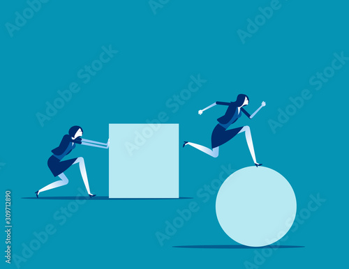 Optimization and intelligent for working. Concept business strategy vector illustration, Pushing and Race