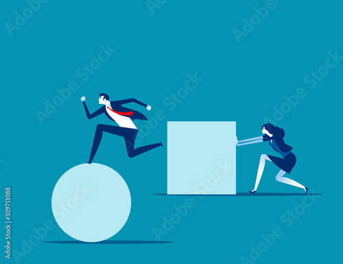 Optimization and intelligent for working. Concept business strategy vector illustration, Pushing and Race