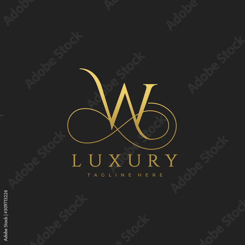 W Luxury Letter Logo Design Vector