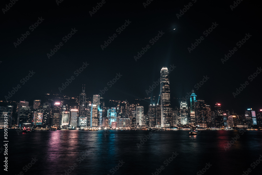 hong kong skyline at night