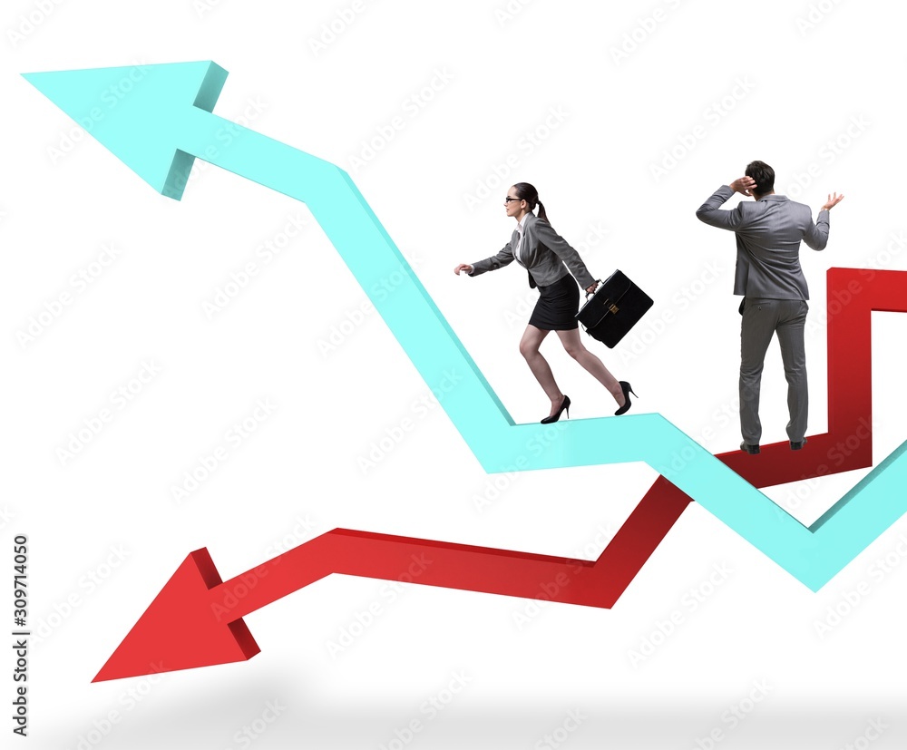 The business concept of both crisis and recovery The business concept of both crisis and recovery