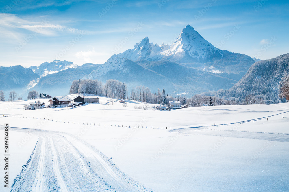 Winter wonderland scenery in the Alps