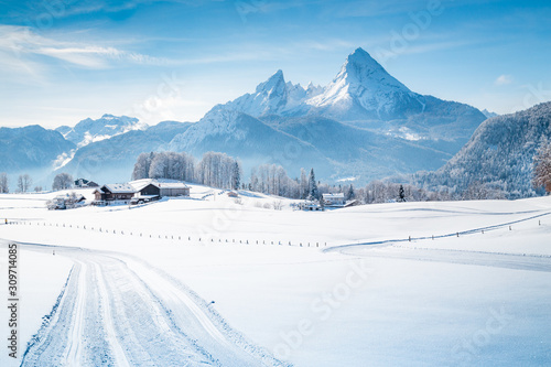 Obraz na płótnie Winter wonderland scenery in the Alps w salonie