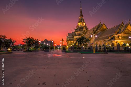 Background of one of the religious sites in Thailand (Wat Sothon Wararam Worawihan) in Chachoengsao, tourists always come to make merit.