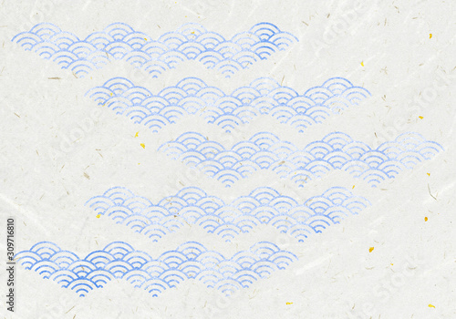 背景：青海波 波 海 伝統 模様 和風 和柄 図案 壁紙 素材 テクスチャー 青 ブルー