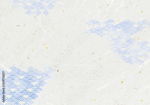 背景：青海波 波 海 伝統 模様 和風 和柄 図案 壁紙 素材 テクスチャー 青 ブルー