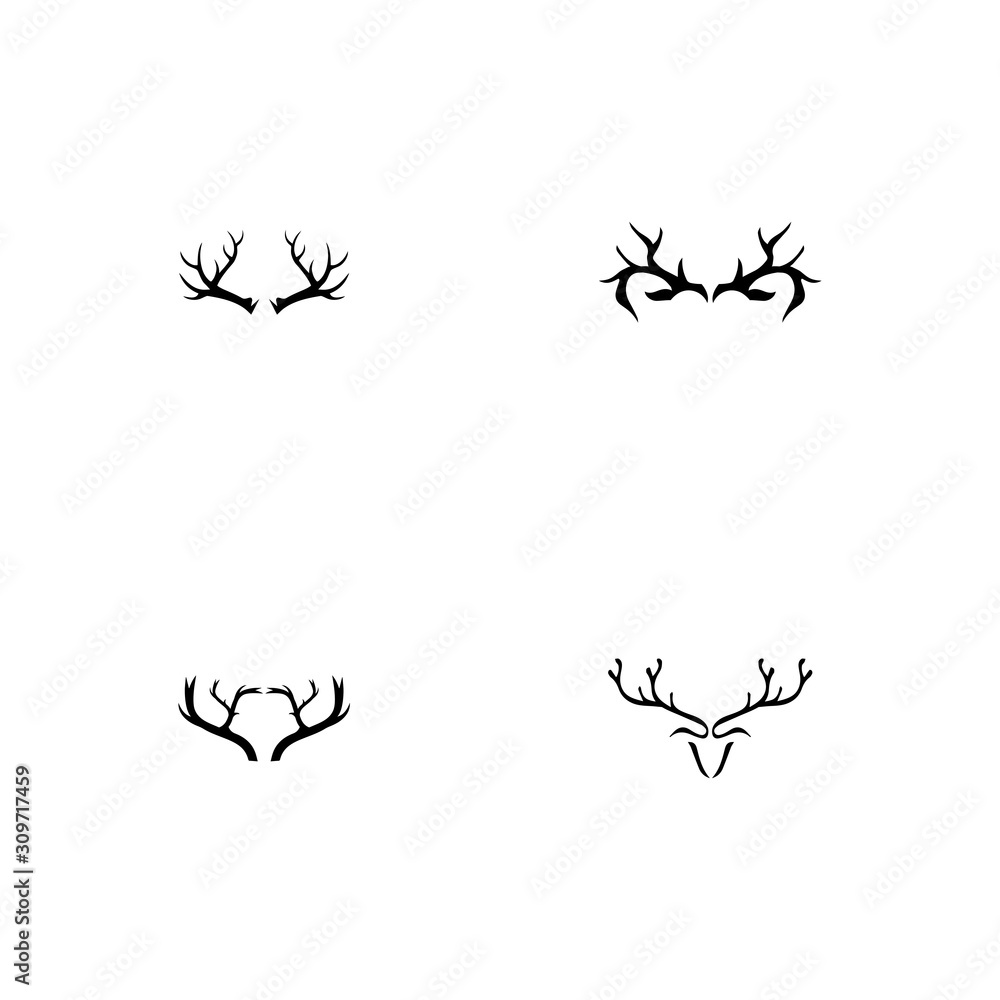 Deer antler horn ilustration logo vector template