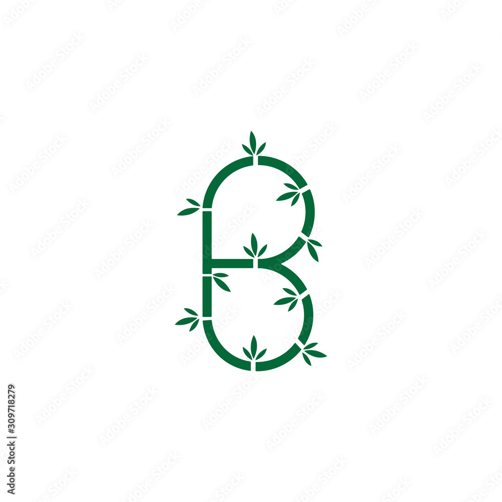 bamboo logo with green leaf vector icon template bamboo logo with green leaf vector icon template