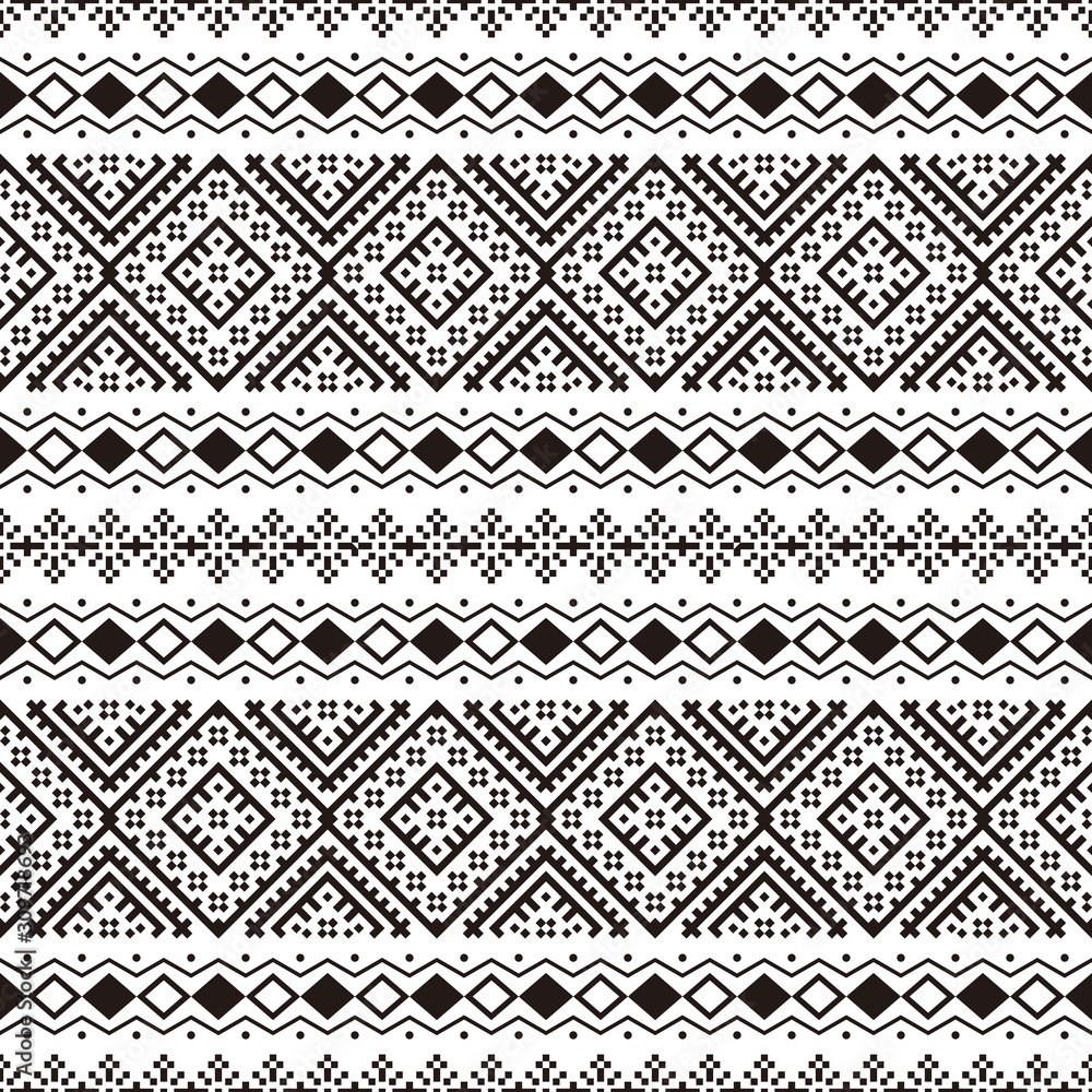 Ikat Ethnic Aztec Pattern Illustration Design in black and white color Ikat Ethnic Aztec Pattern Illustration Design in black and white color