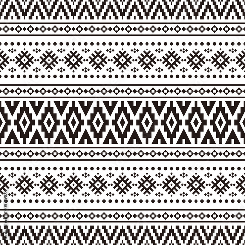 Seamless Ethnic Pattern in black and white color. Black White Tribal Aztec Pattern. Black white ukraine pattern