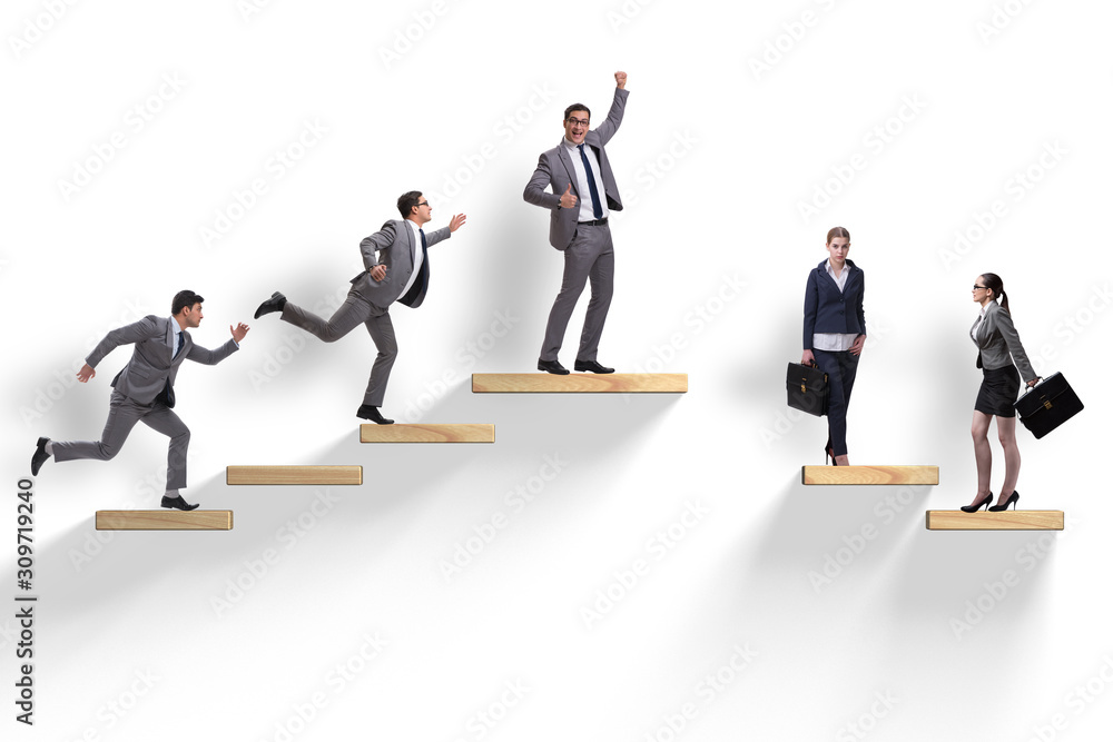 Gender discrimination concept with promotions Gender discrimination concept with promotions