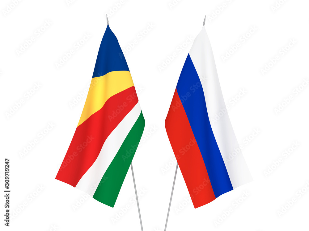 Naklejka premium Russia and Seychelles flags