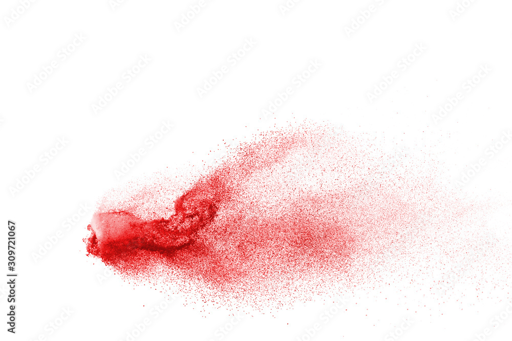 Fototapeta premium Explosion of red powder on black background