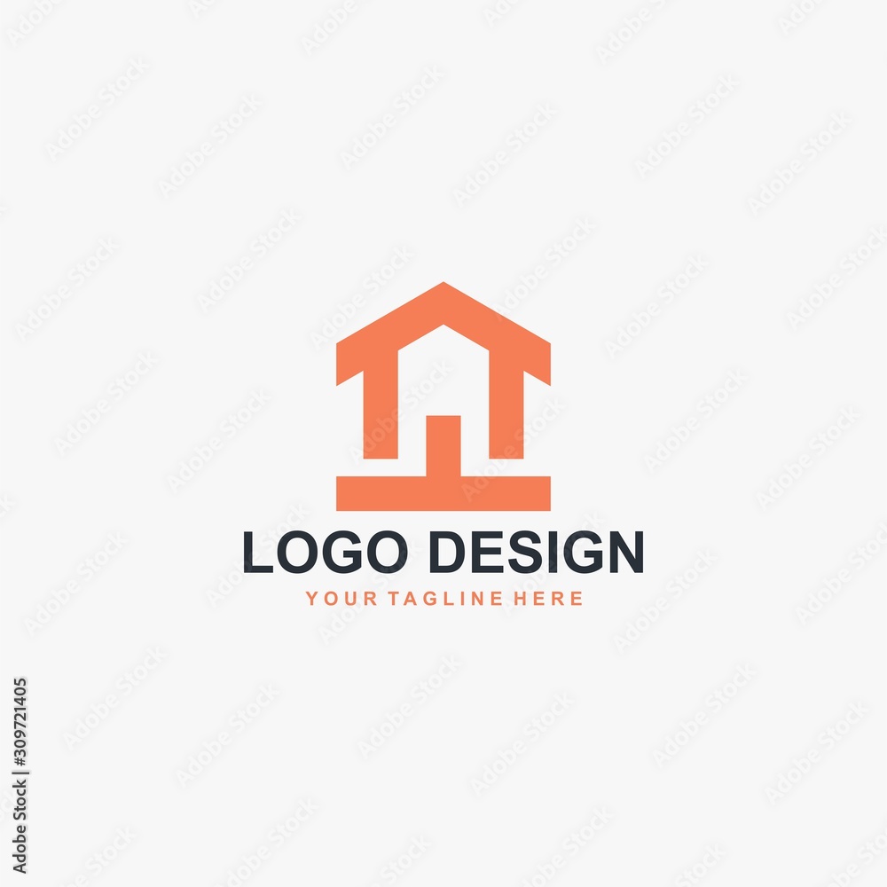 Real estate logo design. House abstract symbol. Outline home icon vector. Real estate logo design. House abstract symbol. Outline home icon vector.