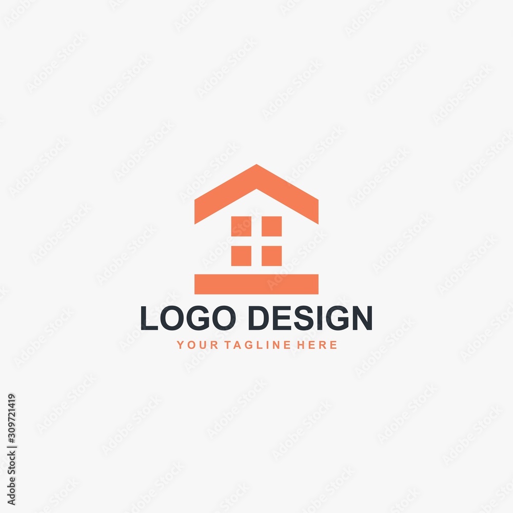Real estate logo design. House abstract symbol. Outline home icon vector. Real estate logo design. House abstract symbol. Outline home icon vector.