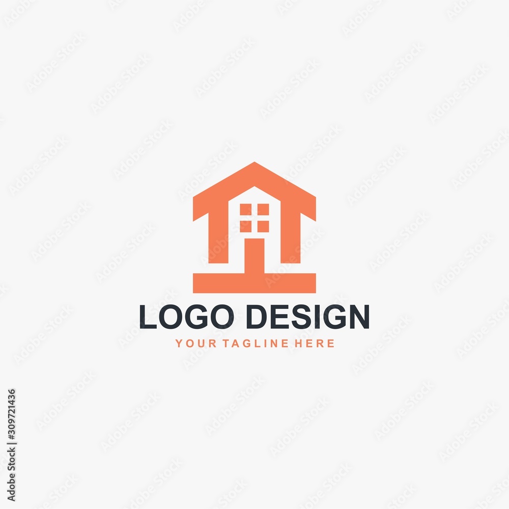 Real estate logo design. House abstract symbol. Outline home icon vector. Real estate logo design. House abstract symbol. Outline home icon vector.