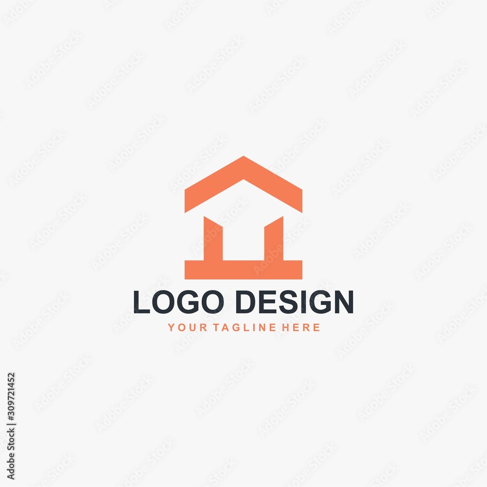 Real estate logo design. House abstract symbol. Outline home icon vector. Real estate logo design. House abstract symbol. Outline home icon vector.