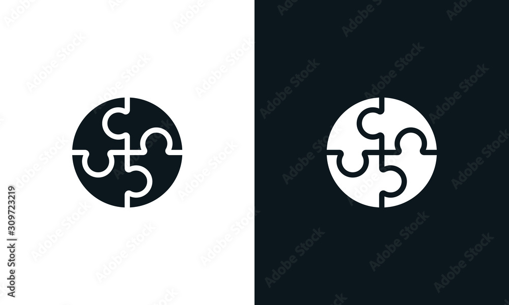 Minimalist line art Puzzle Logo. This logo icon incorporate with four  abstract shape in the creative way. Stock-Vektorgrafik | Adobe Stock