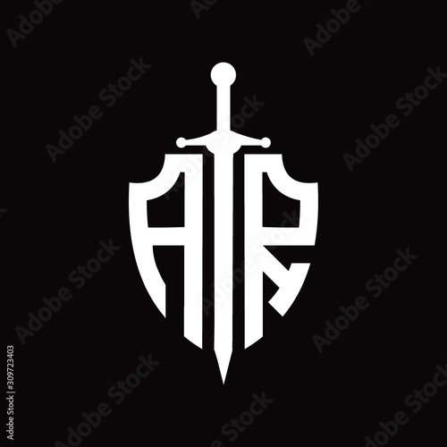 AR logo with shield shape and sword